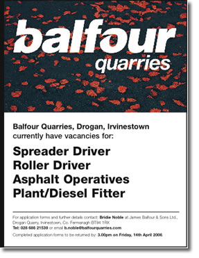Balfour Quarries Recruitment Advertising 2