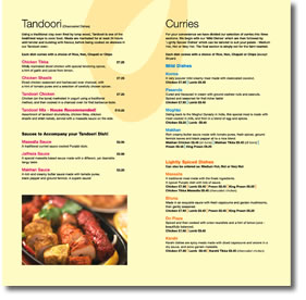 India House Menu Design Spread